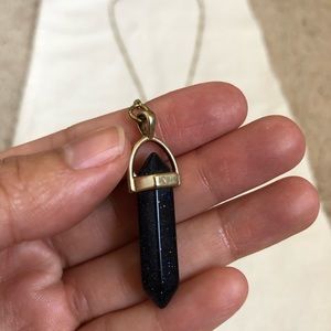 Express Faceted Stone Charm Gold Tone Necklace